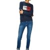  Bluza Tommy Jeans damska duże logo granatowa bawełniana